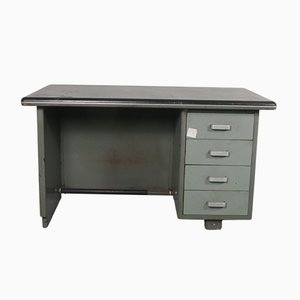 Palazzo Montecatini Metal Desk with Leather Top by Gio Ponti for Antonio Parma Saronno, 1930s-SXX-1077517