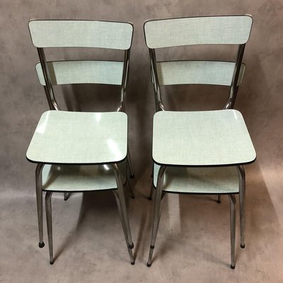 Pale Green Formica Side Chairs, 1950s, Set of 4-SDV-715215