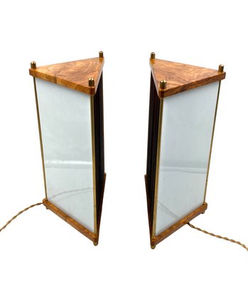 Palisander and Brass Table Lamps by Leonardo Mosso, Italy, 1970s, Set of 2-TXN-1420681