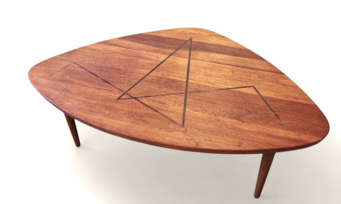 Pallet-Shaped Coffee Table in Teak with Marquetry by J. Schmidt, 1960s-BPJ-2021163