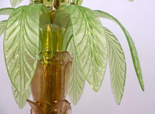 Palm Floor Lamp in Brass and Murano Glass from Maestri Muranesi, 1970s-FER-991772