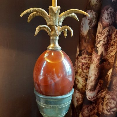 Palm or Pineapple Table Lamp in Copper and Colored Glass attributed to Maison Charles, 1960s-TDA-1376428