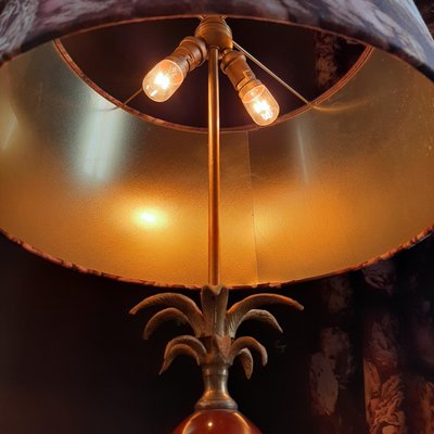 Palm or Pineapple Table Lamp in Copper and Colored Glass attributed to Maison Charles, 1960s-TDA-1376428