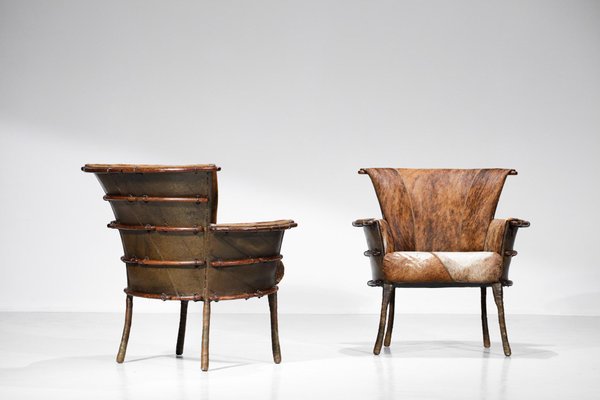 Palm Wood Armchairs, 1930s, Set of 2-YU-1010766