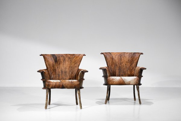 Palm Wood Armchairs, 1930s, Set of 2-YU-1010766