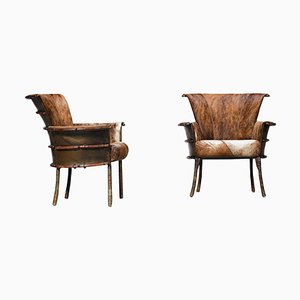 Palm Wood Armchairs, 1930s, Set of 2-YU-1010766