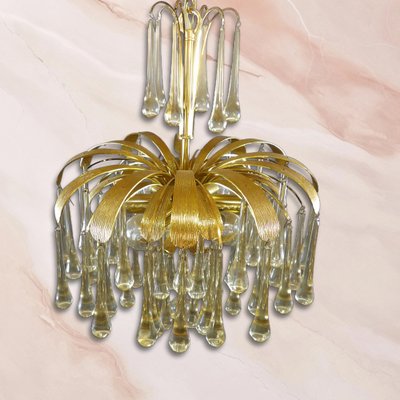 Palmtree Chandelier with Teardrop Murano Glass by Christoph Palme for Palwa, 1970s-QUV-2041026