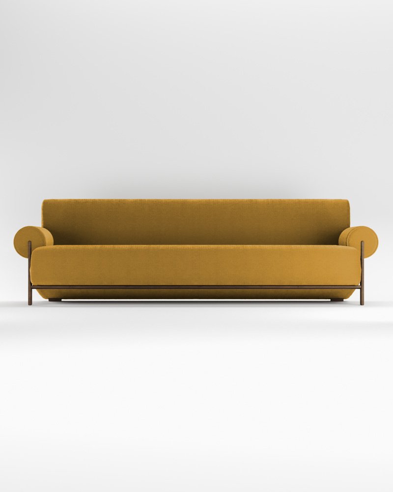 Paloma Sofa in Boucle Rose and Smoked Oak by Bernhardt & Vella for Collector