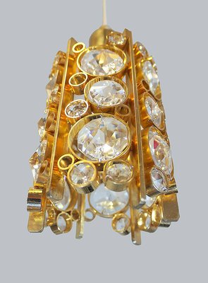 Palwa Small Bubble Chandelier in Crystal Glass & Gilt Brass, 1960s, Germany-DEK-932659