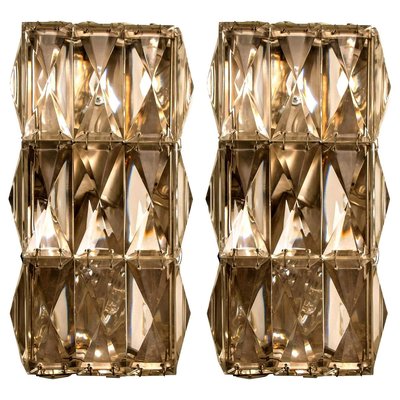 Palwa Wall Light Fixtures in Chrome-Plated Crystal Glass, 1970s, Set of 2-VDW-913224