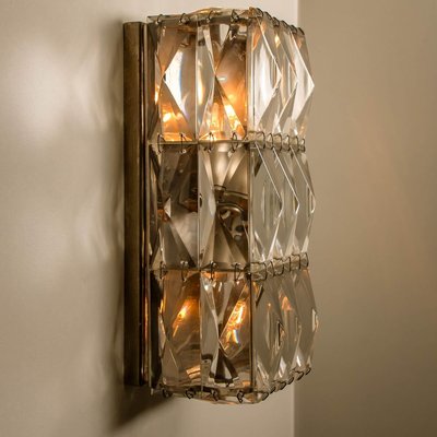 Palwa Wall Light Fixtures in Chrome-Plated Crystal Glass, 1970s, Set of 2-VDW-913224