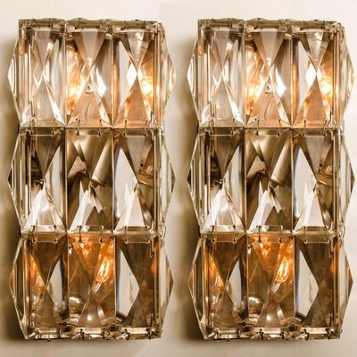 Palwa Wall Light Fixtures in Chrome-Plated Crystal Glass, 1970s, Set of 2-VDW-913224