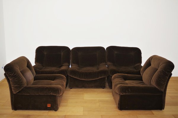 Panarea Modular Armchairs in Chenille from Lev & Lev, 1970s, Set of 5-KNM-1008663