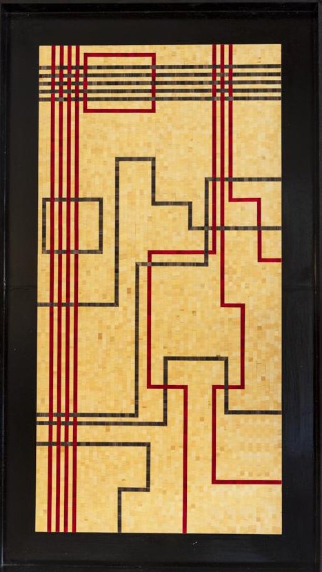 Panel in Straw Marquetry by Marianne Léal