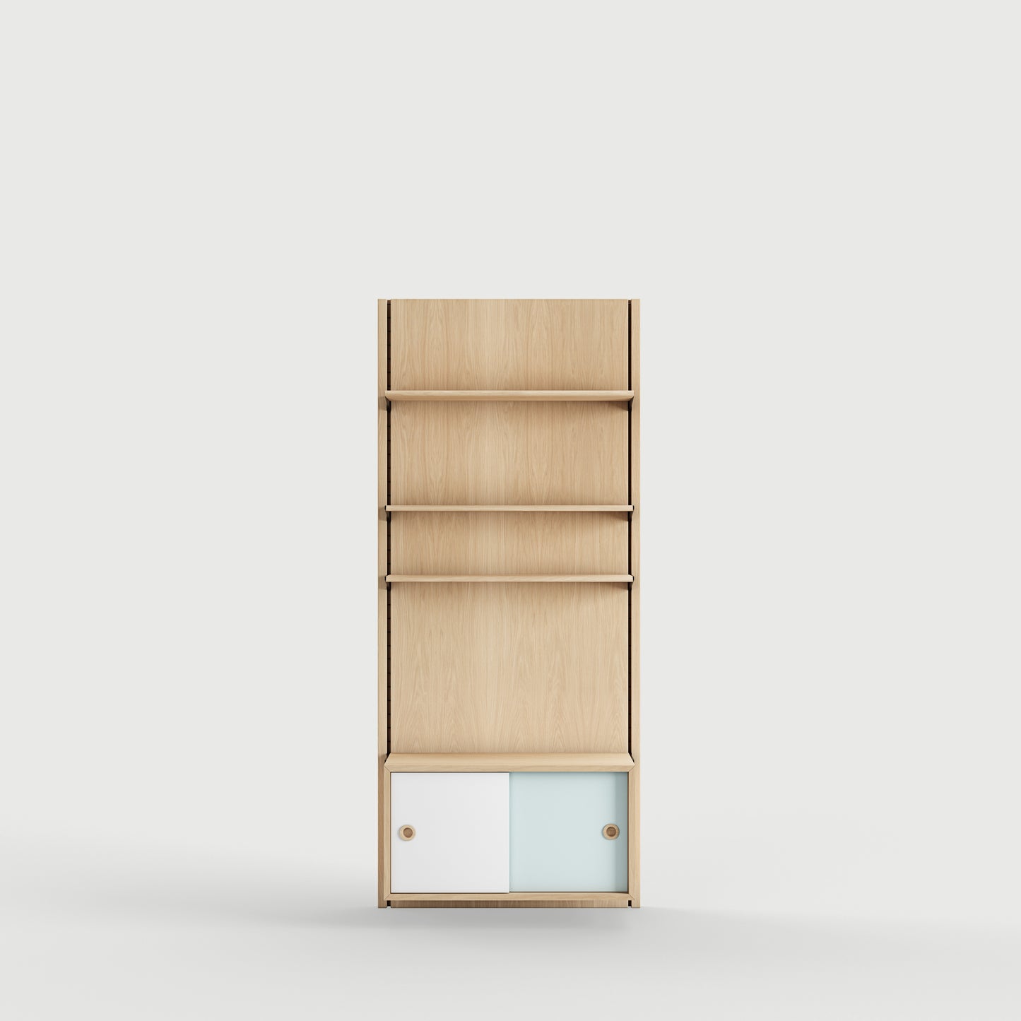 Panel System 1A - Oak Clear Oil / White / Light Blue