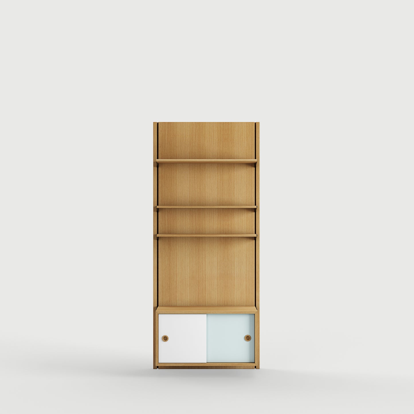 Panel System 1A - Oak Dark Oil / White / Light Blue