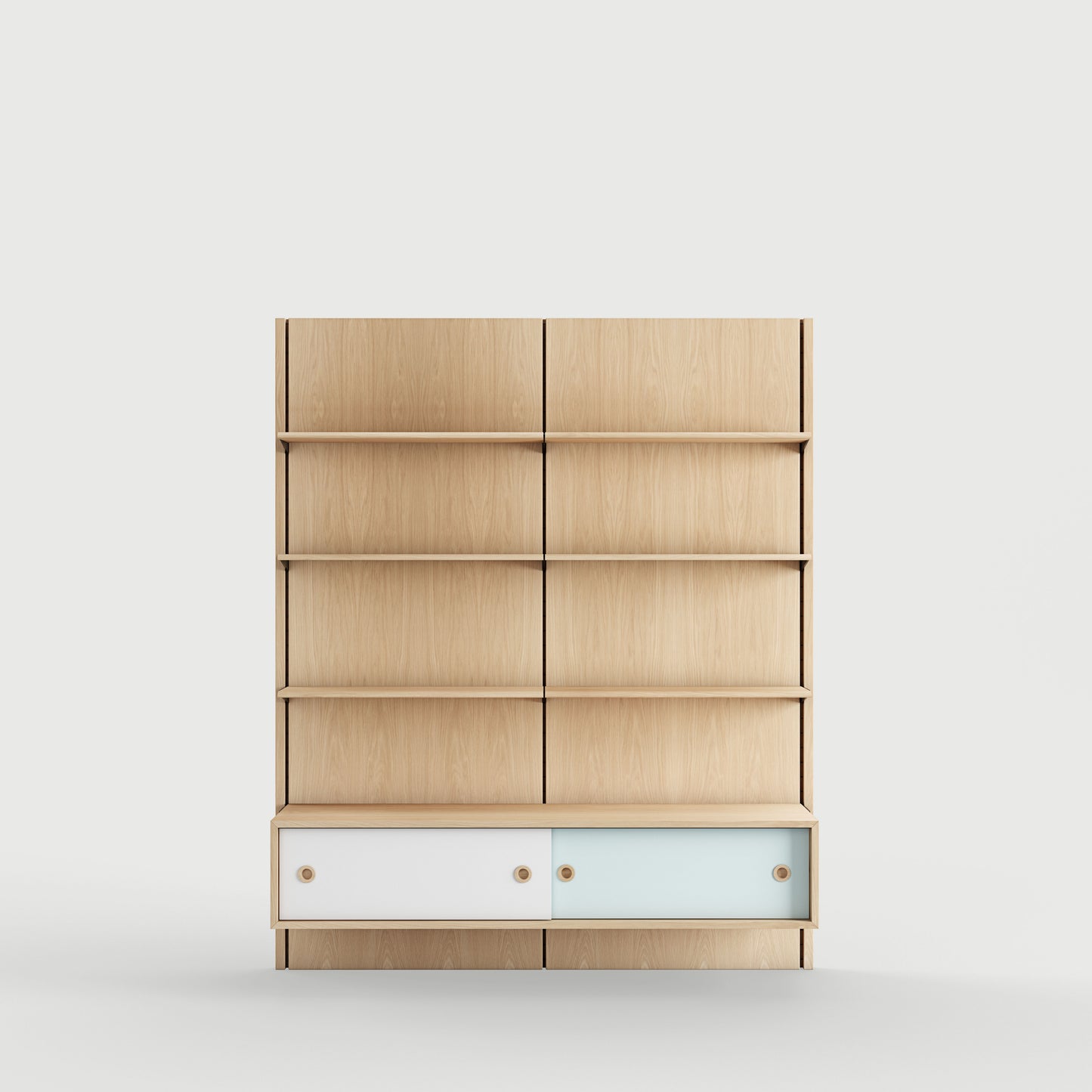 Panel System 2B - Oak Clear Oil / White / Light Blue