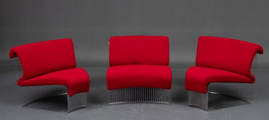 Pantanova Lounge Chairs by Verner Panton for Fritz Hansen, 1970s, Set of 3-JAG-1340479