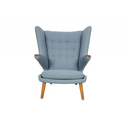 Papa Bear Chair in Blue Fabric by Hans Wegner, 1970s-MTD-1807560