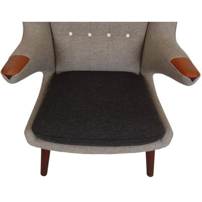 Papa Bear Chair in Grey Hallingdal Fabric by Hans Wegner, 1980s-MTD-1746786