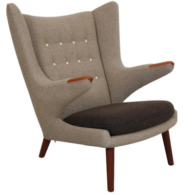 Papa Bear Chair in Grey Hallingdal Fabric by Hans Wegner, 1980s-MTD-1746786