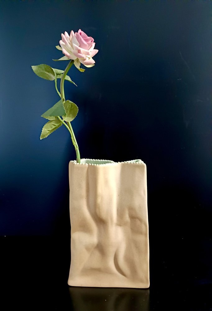 Paper Bag Ceramic Vase by Tapio Wirkkala for Rosenthal, 1990s