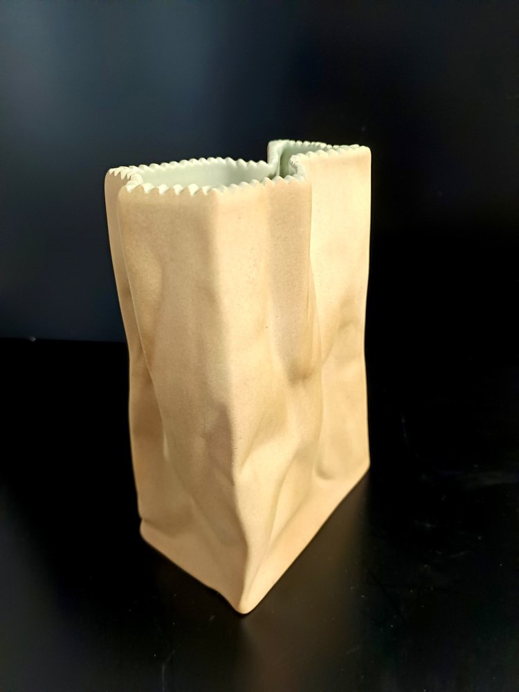 Paper Bag Ceramic Vase by Tapio Wirkkala for Rosenthal, 1990s