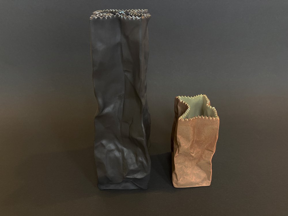 Paper Bag Vases by Tapio Wirkkala for Rosenthal, 1977, Set of 2