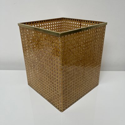 Paper Basket in Acrylic Glass, Cannage & Brass in the style of Christian Dior for Christian Dior-XOM-2024774