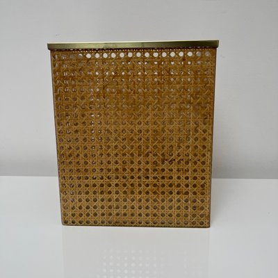 Paper Basket in Acrylic Glass, Cannage & Brass in the style of Christian Dior for Christian Dior-XOM-2024774