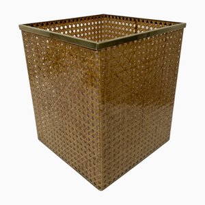 Paper Basket in Acrylic Glass, Cannage & Brass in the style of Christian Dior for Christian Dior-XOM-2024774