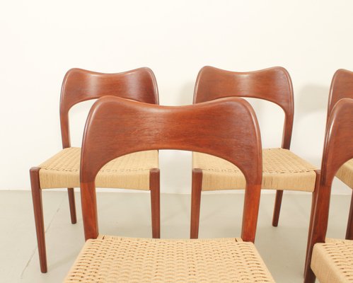 Papercord Dining Chairs by Arne Hovmand Olsen for Mogens Kold, Denmark, 1960s, Set of 8-UB-2022896