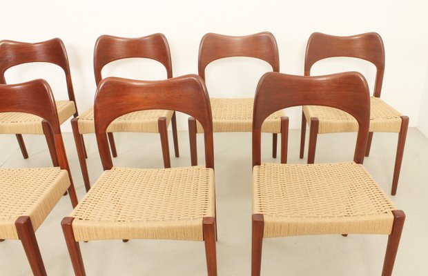 Papercord Dining Chairs by Arne Hovmand Olsen for Mogens Kold, Denmark, 1960s, Set of 8-UB-2022896