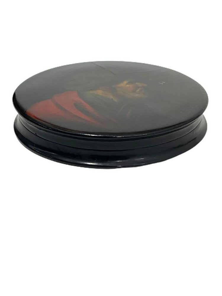 Papier-Mâché Snuffbox Painted with a Portrait of a Bearded Man