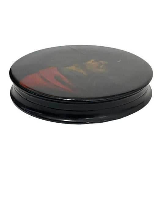 Papier-Mâché Snuffbox Painted with a Portrait of a Bearded Man