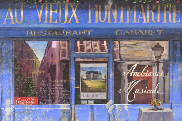 Paris Café Au Vieux Montmartre, 1994, Oil on Canvas-AOI-1106907