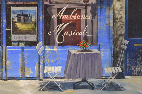 Paris Café Au Vieux Montmartre, 1994, Oil on Canvas-AOI-1106907