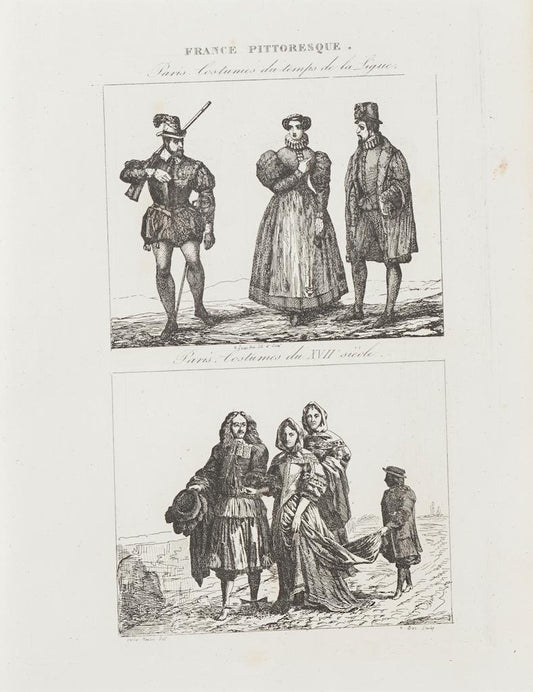 Paris Costumes - Lithograph - 19th-Century