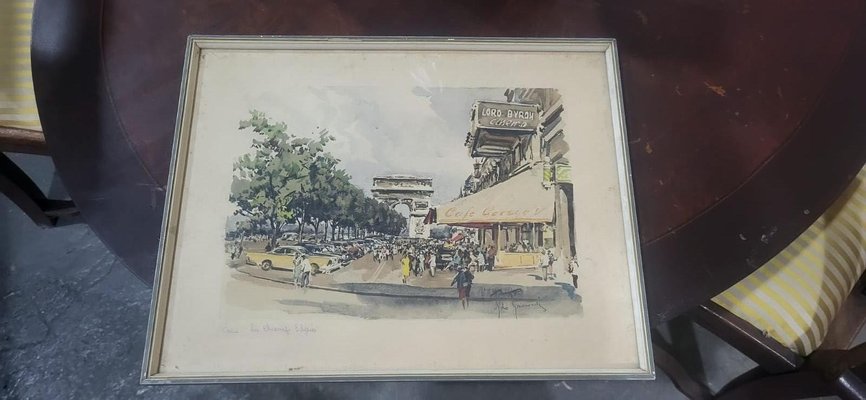 Paris Les Champ Elysees, 1920s, Paper, Framed-TCS-2017139