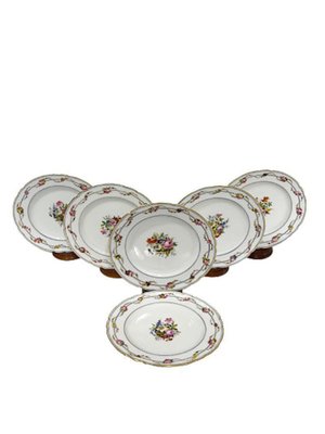 Paris Porcelain Dinner Plates, Early 19th Century, Set of 6-UCH-1224299