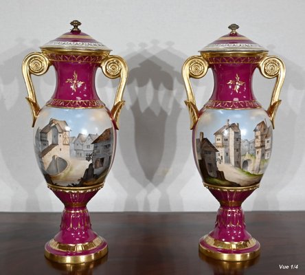 Paris Porcelain Vases, 20th Century, Set of 2-RVK-1441925