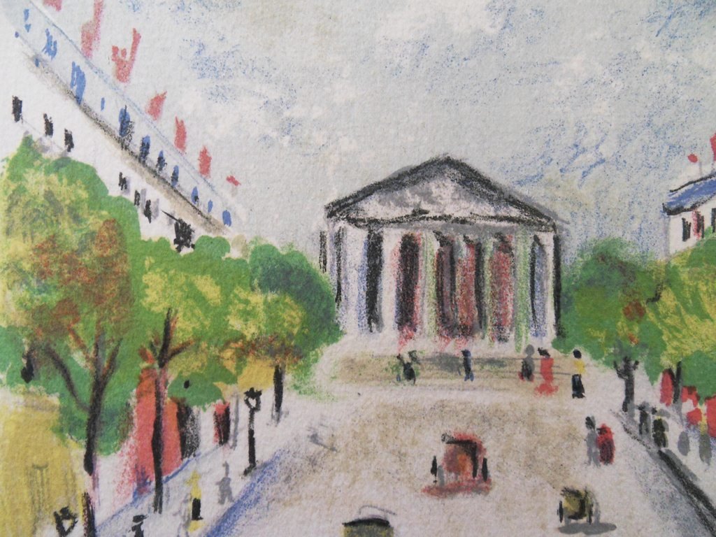 Paris, The Madeleine and the Rue Royale Original Lithograph by Maurice Utrillo