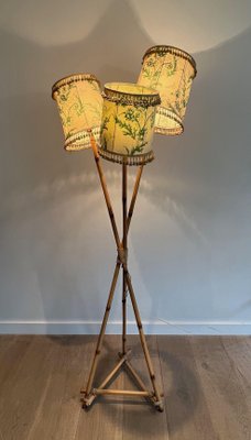 Parquet Floor Lamp in Bamboo and Rope, 1970s-BA-1589324