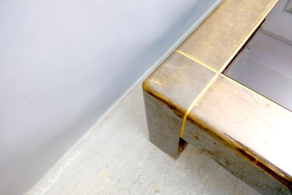 Parsons Style Brutalist Brass Coffee Table from Karl Springer, 1970s-CIP-895932