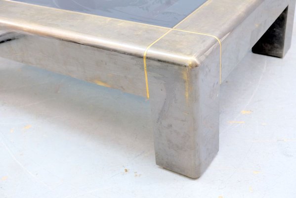 Parsons Style Brutalist Brass Coffee Table from Karl Springer, 1970s-CIP-895932