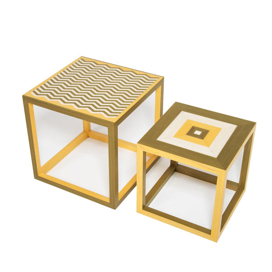 Partenope Coffee Tables in Zg & Qg Pattern Marquetry by Architetti Artigiani Anonimi, Set of 2