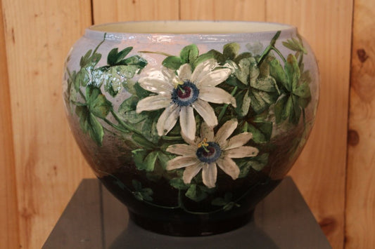 Passiflores Vase or Planter in Enamelled Ceramic by Jerome Massier, Vallauris, France