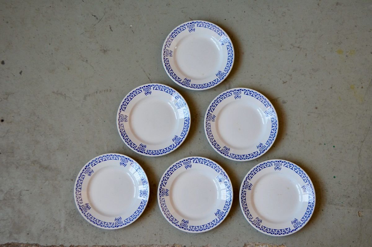 Passy Plates from longwy, 1940s, Set of 6