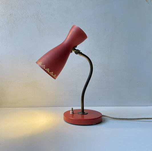 Pastel Red Diablo Table Lamp attributed to Svend Aage Holm Sørensen for Asea, 1950s