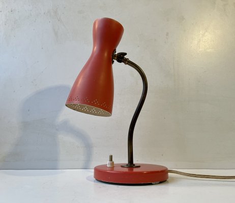 Pastel Red Diablo Table Lamp attributed to Svend Aage Holm Sørensen for Asea, 1950s-LCR-1755998